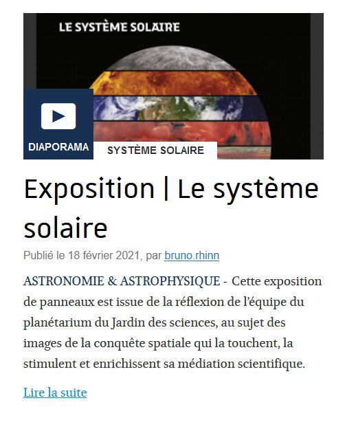 Exposition Le Système Solaire