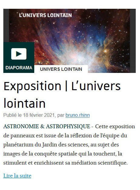 Exposition L'Univers lointain