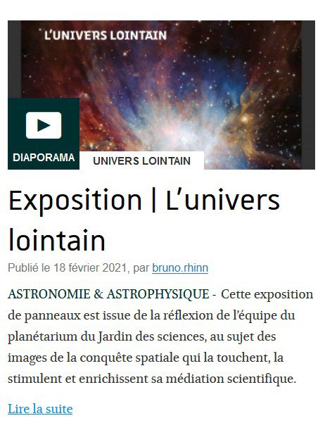 Exposition L'Univers lointain Exposition L'Univers lointain